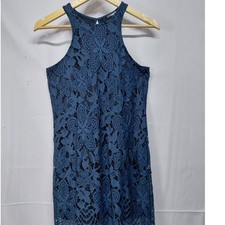 Express Lace Dress Blue Solid Sleeveless Size XS