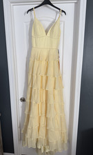 Yellow Tiered Prom Dress Size 0 KissProm NWT Sherri Hill 56108 Dupe