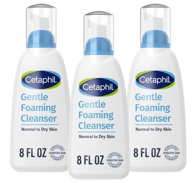 3 - Cetaphil Gentle Foaming Cleanser Normal Skin To Dry 8 oz Each