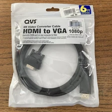 HDMI Male to VGA Male Cable 6 Ft Unidirectional 1080p Monitor Projector Display