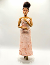 Hand-sewn satin tube dress with split for curvy barbie doll