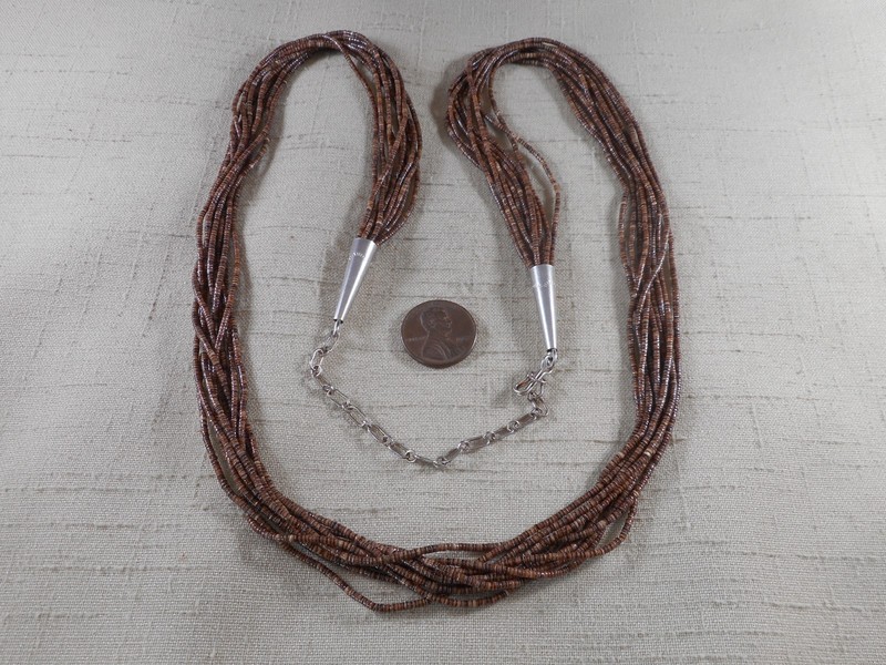 AMAZING Santo Domingo 10 strand fine olive shell heishe necklace