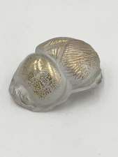 Lalique France Figurine Scarabée Cristal Transparent Et Or