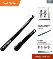 Ergonomic 17-Inch Long Shoehorn for Comfortable Shoe-Wearing - Unisex Black