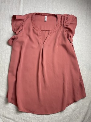 Zenana Pink Womens 2X Plus Flutter Cap Sleeve Romantic Boho Chic Flowy Blouse