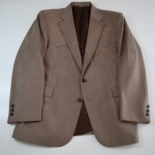 Pagano West 44R Tan Sueded Western Yoke Mens Blazer Suit Jacket Sport Coat