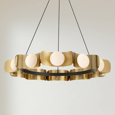 Possini Euro Novara 37 1/2'' Wide Gold  Black 12-Light Ring Chandelier