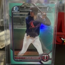 Bowman 2022 Chrome Carlos Aguiar #BCP-1 Aqua Parallel /125 Rookie Twins