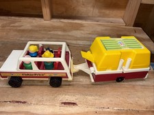 Vintage Fisher-Price Little People #992 Play Family CAR & POP-UP CAMPER
