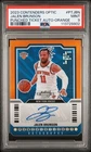 Jalen Brunson 2023 Contenders Optic Punched Ticket Orange Prizm Auto 9/25 PSA 9