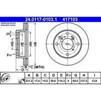 Bremsscheibe Ate 24.0117-0103.1 (2 Stk.)