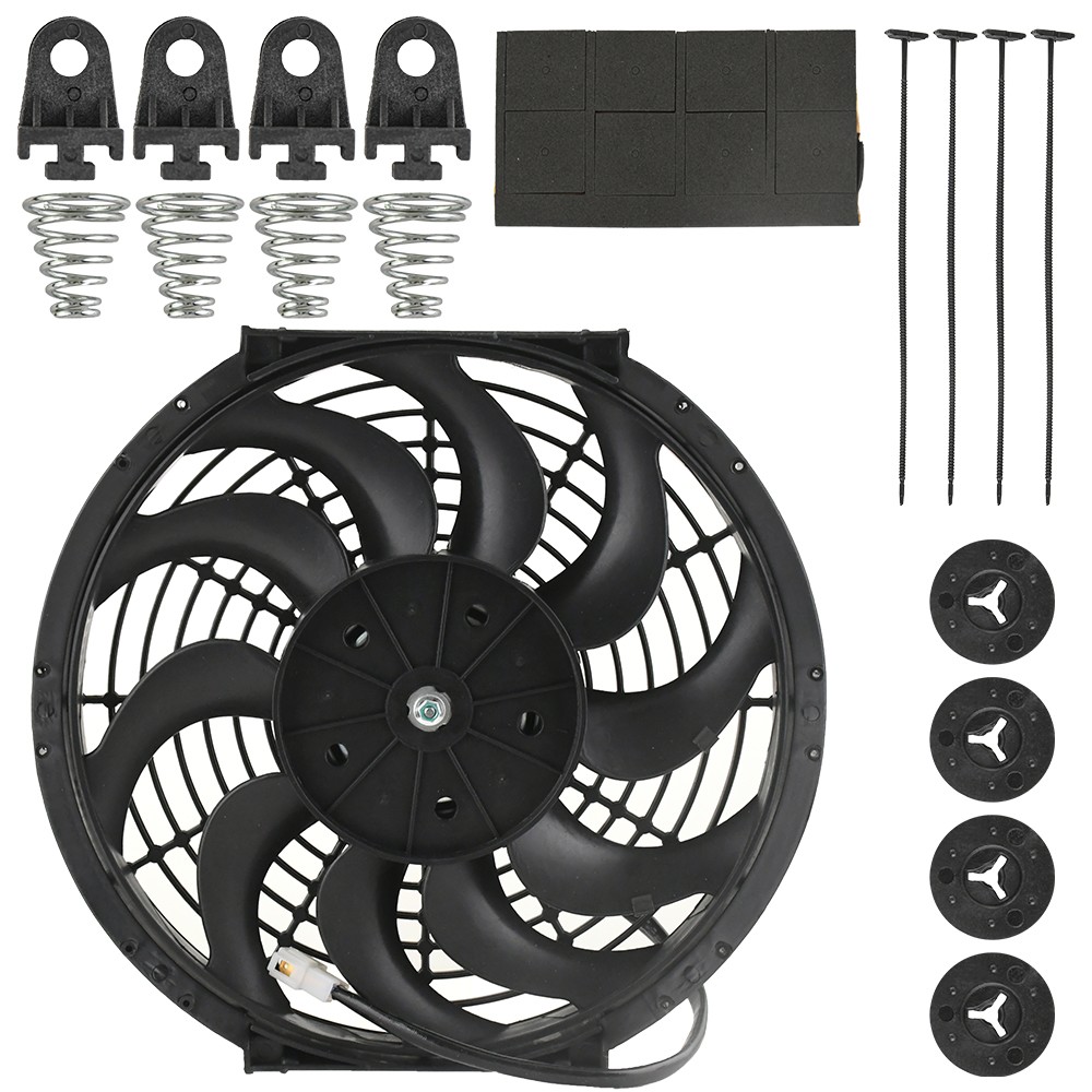 12" inch Universal Slim Fan Push Pull Electric Radiator Cooling 12V Mount Kit