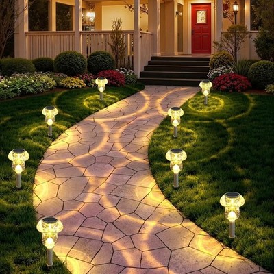 Benany Solar Lights Outdoor, 8 Pack Mushroom 2.5''W x 9.4''H, Warm White 