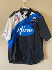 VTG Mark Martin Nascar Button Up Shirt Racing Men L Chase Authentics NWT Pfizer