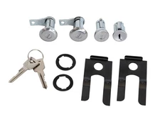 1964-1966 Ford Mustang Polished Stainless Ignition Doors Trunk Lock Set Keys