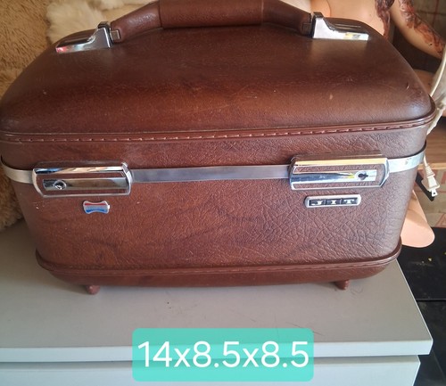 Vintage American Tourister Escort Travel Train Case Cosmetic Brown 