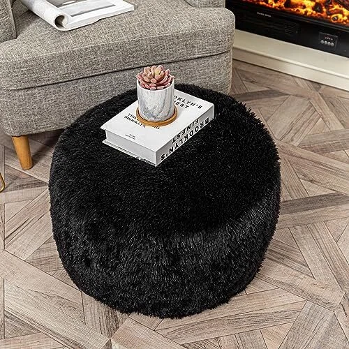  Pouf Ottoman Floor Pouf Cover Ottoman Foot Rest NO Filler 20x20x12 Inches  - Image 3 of 4
