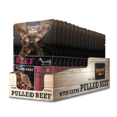 16 x 70 g Leonardo Beef + extra pulled Beef Getreidefrei Nassfutter Katzen  Cat | eBay.de