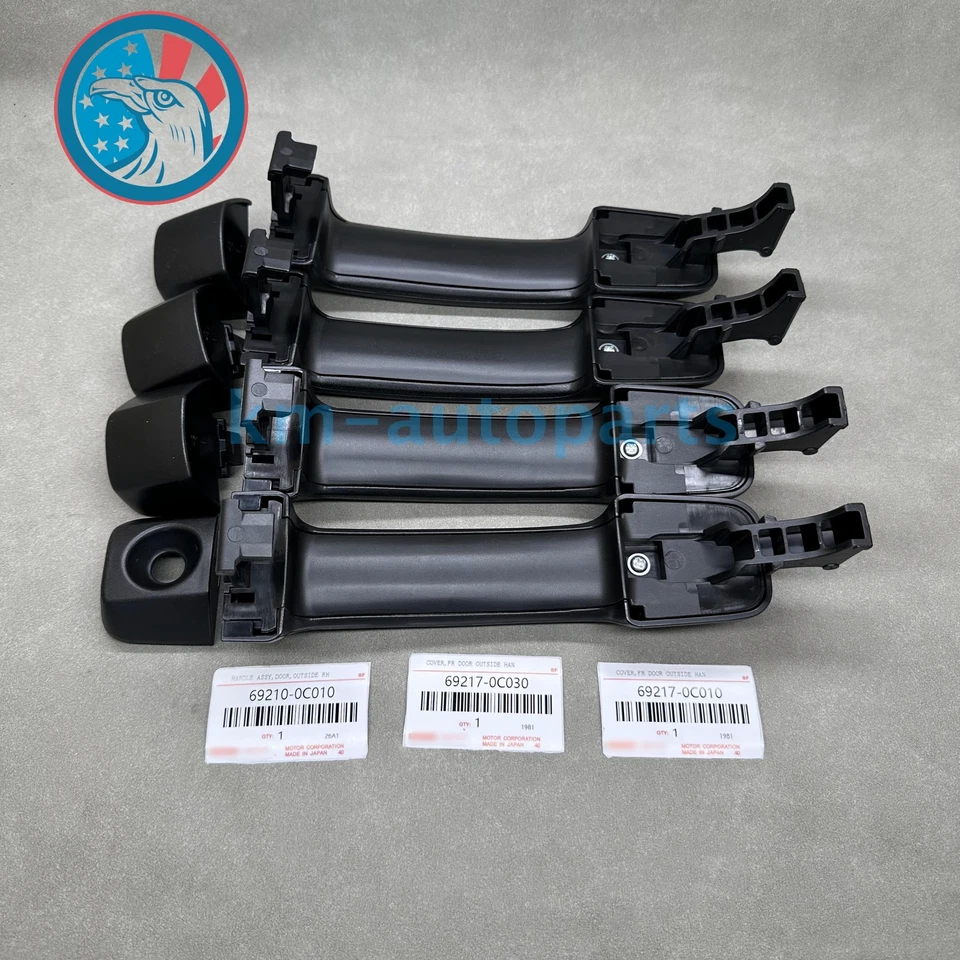 New Set of 4 Exterior Door Handles Black For 2007-2018 Toyota Tundra 69210-0C010 Foto 2 de 4