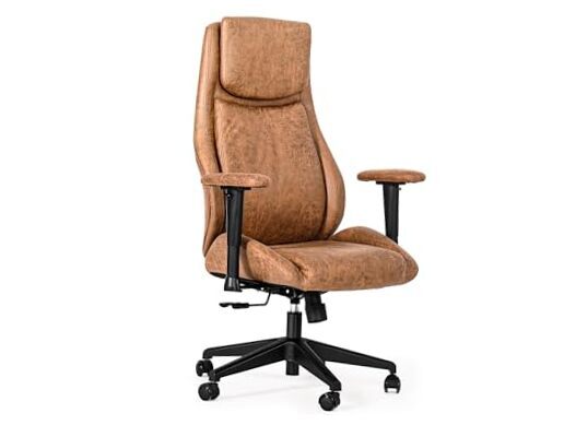 Ergonomic High Back Home Office Chair, Swivel Rolling Desk Brown 3D Armrest-1