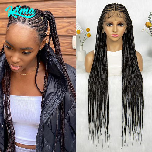 36 In Long Braiding Wigs Synthetic Full Lace Cornrow Braided Wigs with Baby Hair