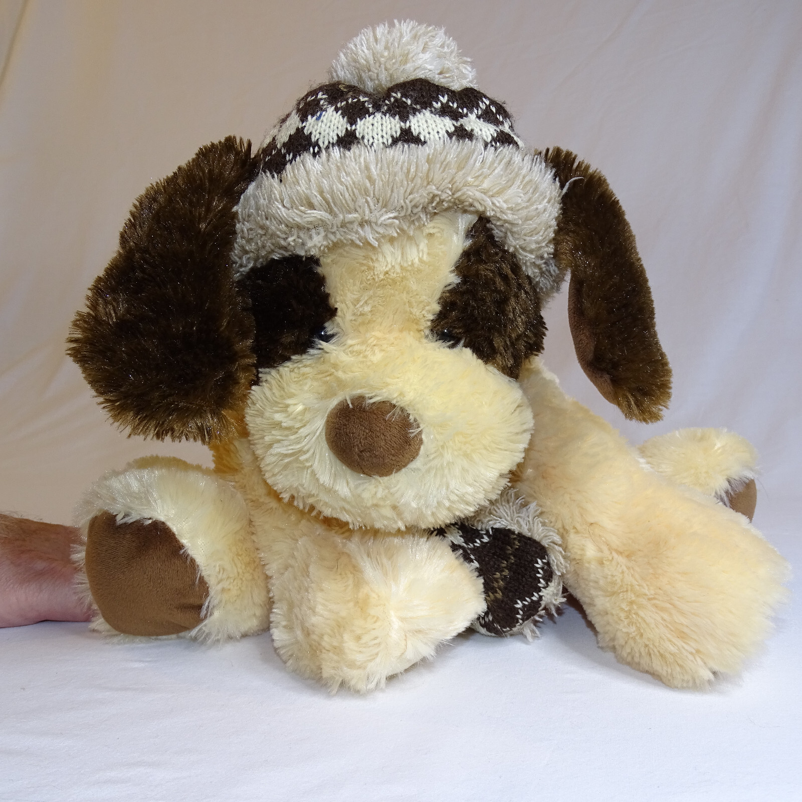 Hugfun International Kowloon Hong Kong Plush Dog Winter Hat & Scarf Brown Puppy