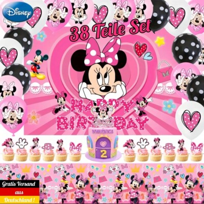 Disney MINNIE MAUS Geburtstag Set Minnie Mouse Banner Hintergrund Cupcake Topper