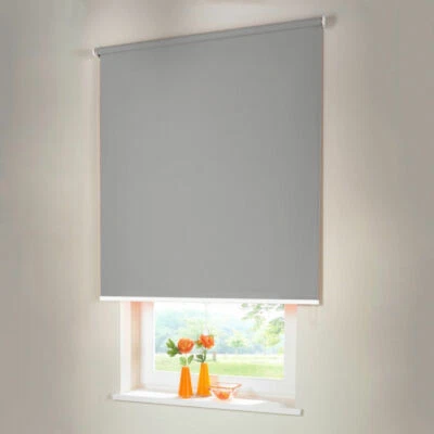 Verdunkelungsrollo Mittelzugrollo Springrollo Rollo - Höhe 180 cm grau - Bild 1 von 3