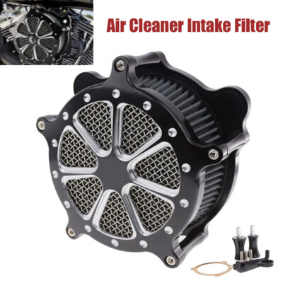 CNC Cut Air Cleaner Intake Filter Kit For Harley Street Glide Road King Black