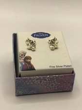 Olaf Earrings Pendant, Fine Silver Plated, approx 1.5 Inch. Includes theme box.