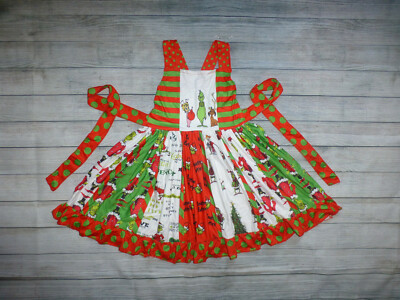 NEW Boutiqu Grinch Whoville Ruffle Twirl Girls Christmas Dress