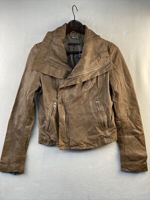 New Bloomingdale s  LINE  Lamb Skin Light Brown Womens Medium Motorcycle Jacket