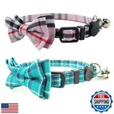 Cat Collar Breakaway with Bell and Bow Tie, Plaid Design Adjustable Safety Ki