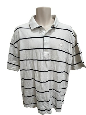 Byron Nelson Mens XL White w/ Black Stripe Polo Shirt Cotton Signature Series