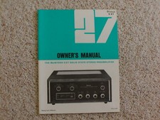 Vintage Original McIntosh C27 Manual. Excellent Condition.