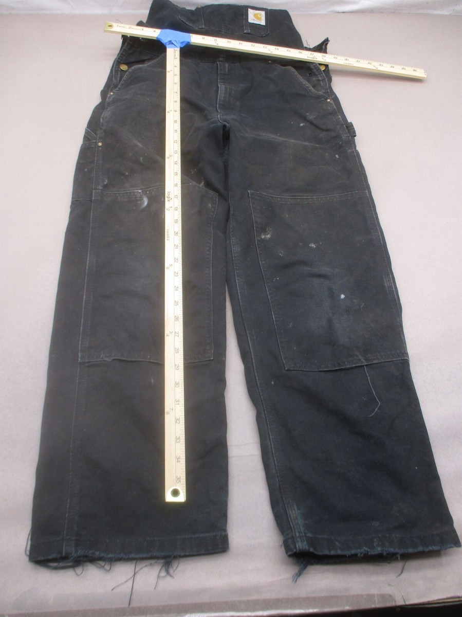 Carhartt Size 36x32 Mens Black 100% Cotton Pocket Carpenter Bib