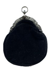 Victorian 900 Silver and Velvet Chatelaine Purse