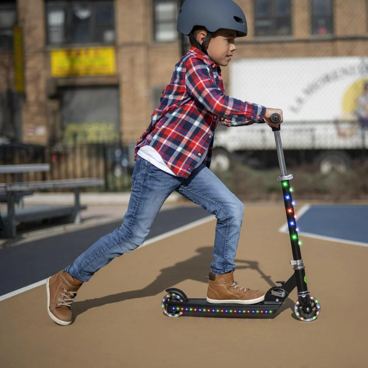 Patineta Monopatin Patin Scooter De 2 Llantas Con Luces LED Y Casco Para  Niños