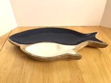 Wood & Enamel 17" Fish Serving Bowl - Thirstystone