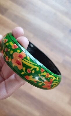 Damen Armband Holz handbemalt Vintage echt sehr guter Zustand