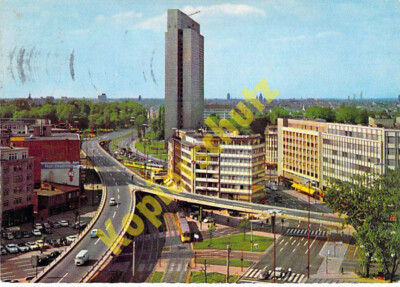 Düsseldorf Postcard Hochstrasse Thyssen House Car Bus Transport Postcard