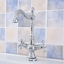 Chrome Brass Double Handle Swivel Kitchen Faucet Bathroom Sink Mixer Tap 2sf669