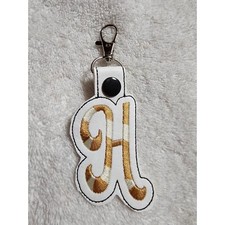 Initial H Keychain Purse Charm Bag Tag Monogram Letter Gold White