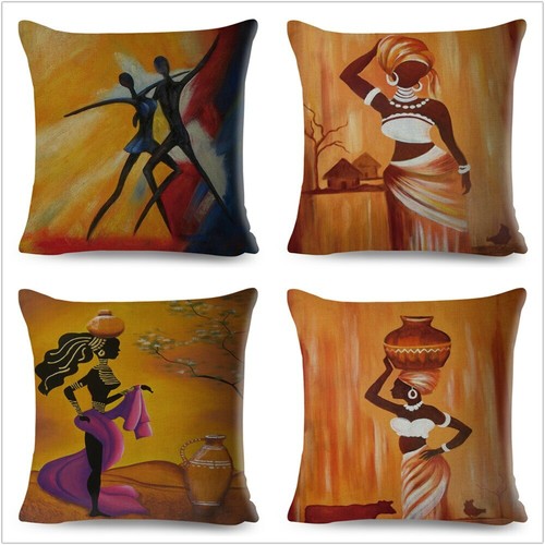 Orange Abstract Painting Africa life Collection African Woman Home Decor Pillow - Picture 6 of 38