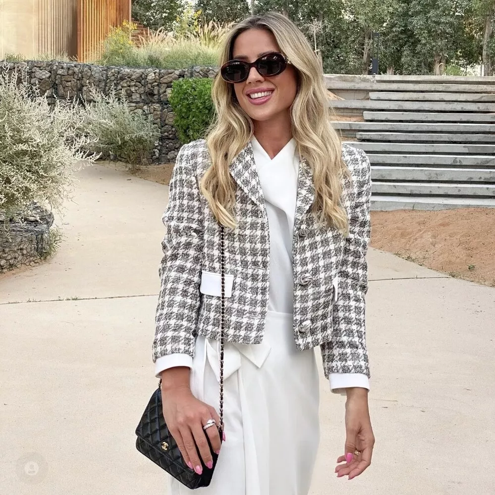 Long tweed cheap blazer zara
