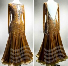 B8305 women ballroom Waltz Tango standard dance dress UK 8 US 6 brown