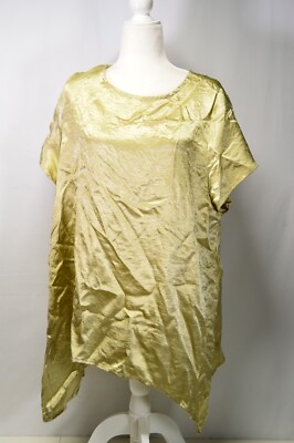 NWT Priory Green Gold Asymetrical Top Blouse Small/Medium