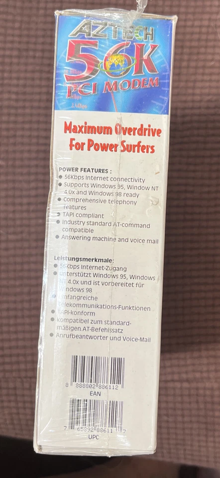 Vtg Retro Gaming Aztech 56k PCI Modem brand new, still sealed in package - Image 3 of 3