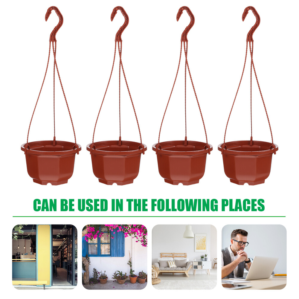 10 Sets Green Dill Plastic Flower Pot Hanging Holder Baskets Stand Pots