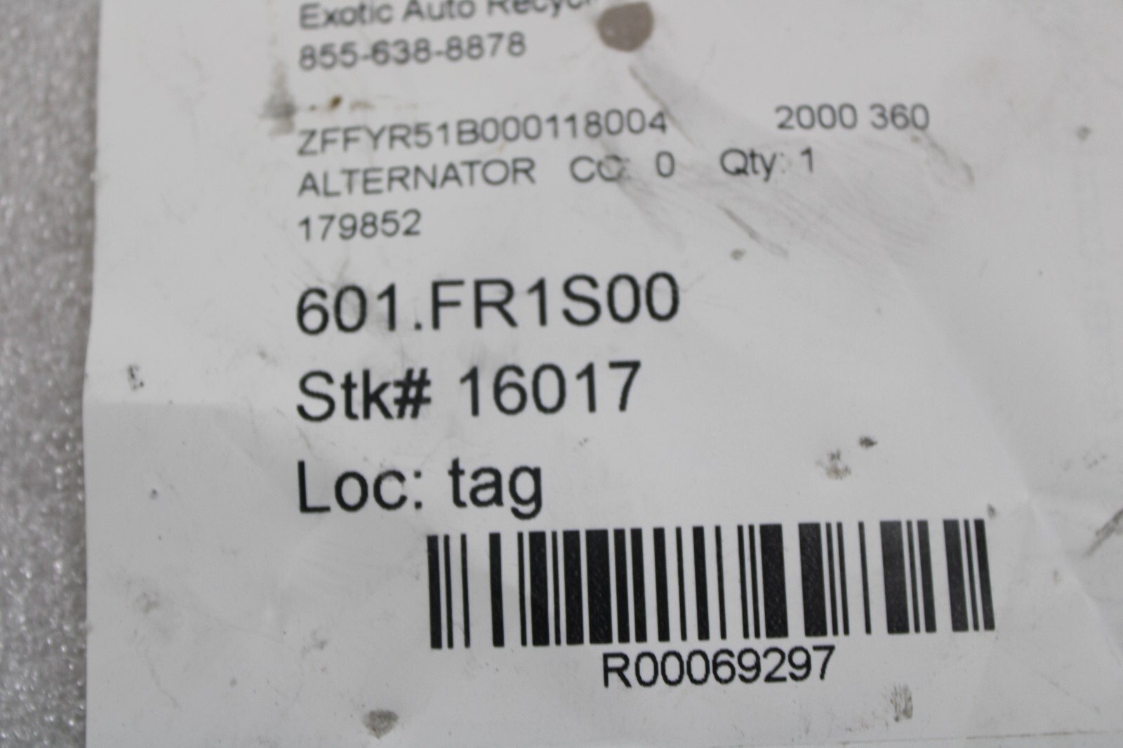 Ferrari 360, Alternator, Used, P/N 179852
